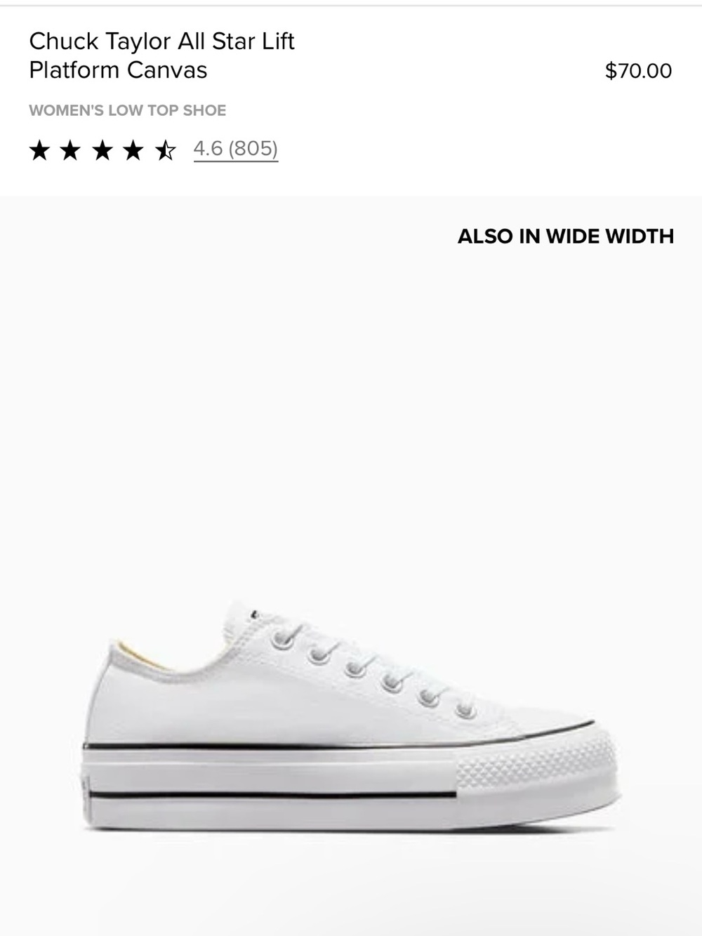 Converse Platform Low-Top Canvas Sneaker in White